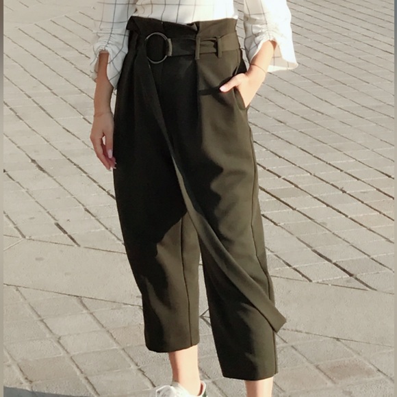 Allen Schwartz Tapered Wide-Leg Pants with Belt - Picture 2 of 7